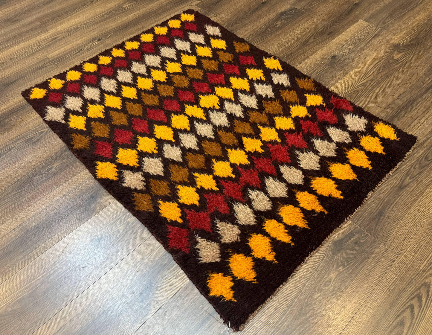 Shaggy Balouch Rug 3x4, Tribal Rug, Afghan Rug, Brown, Multicolor - Nuvé