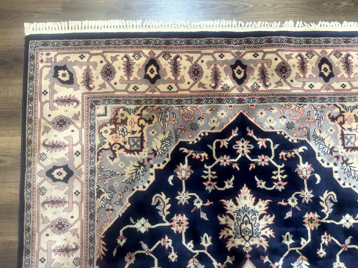 Karastan Rug Navy Serapi, Kara Shah Rug, Navy Blue, 5.6 x 8.6, Vintage Karastan Area Rug, Wool Pile Karastan Rug - Nuvé