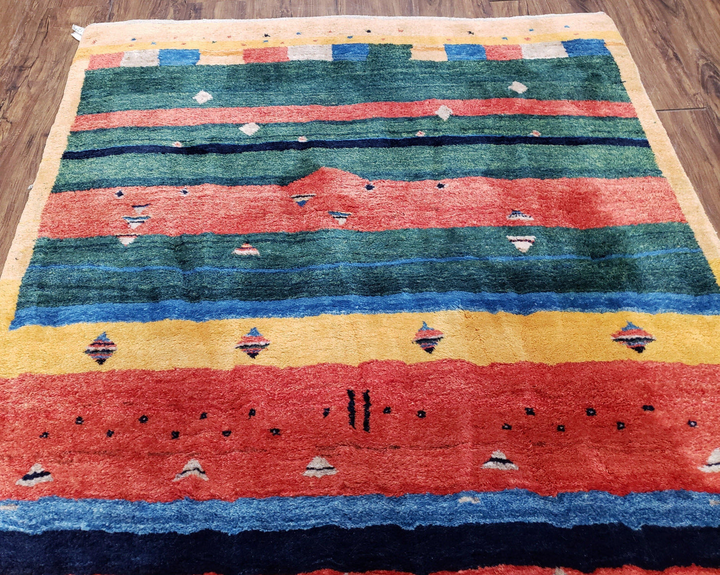 Colorful Persian Gabbeh Rug 4x6, Soft Pile, Colorful Rug, Handmade Hand Knotted Wool Carpet, Home Office Rug, Area Rug for Bedroom 4 x 6 ft - Nuvé