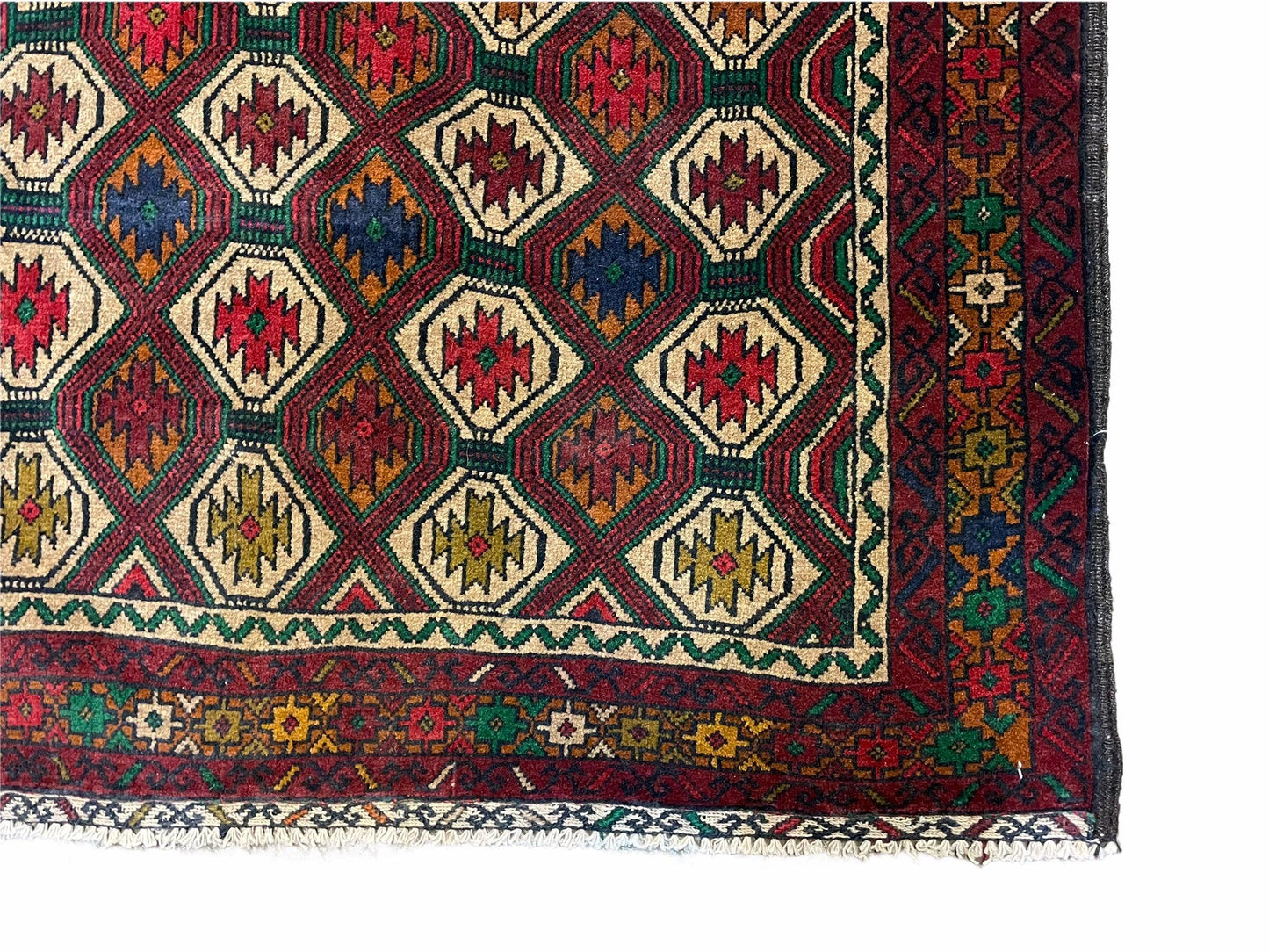 3x5 Vintage Handmade Wool Rug Tribal Turkoman Balouch Prayer Rug Organic Dyes - Nuvé
