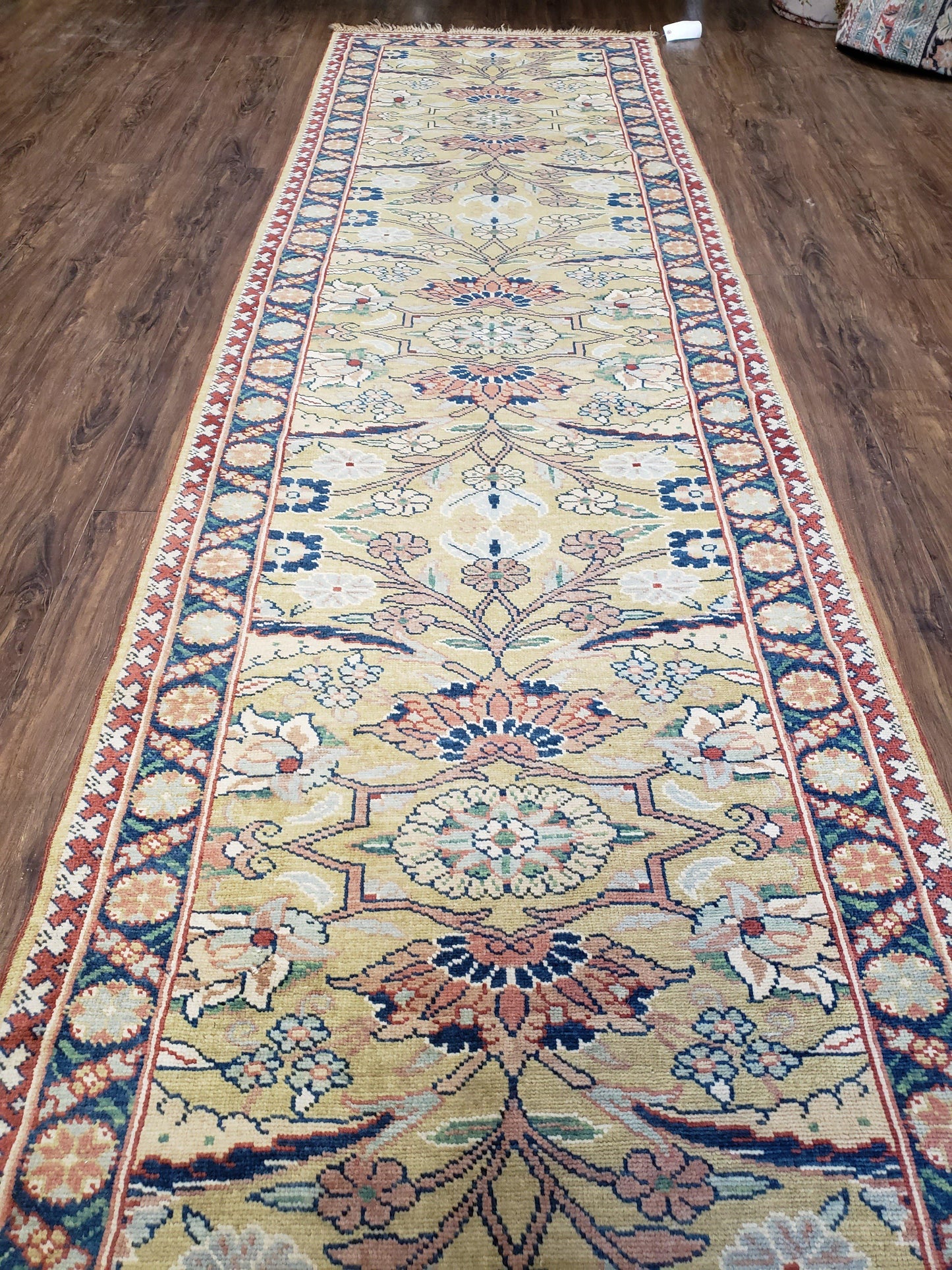 Hallway Runner Rug, Kitchen Runner, Sultanabad Hand Knotted Rug, Farmhouse Rug, 1950s Rug, Mahal Rug, Turkish Rug, Long Runner, Yellow - Nuvé