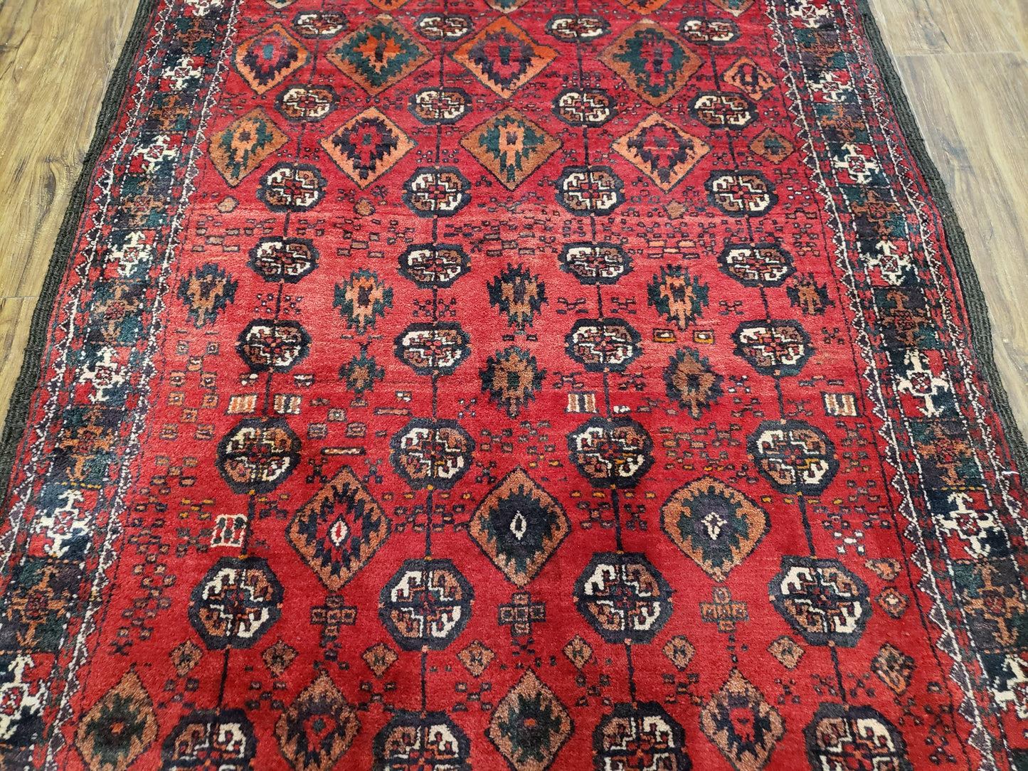 4 x 8 Handmade Baluch Afghan Turkoman Tribal Wool Rug Organic Dyes 8x4 Carpet - Nuvé