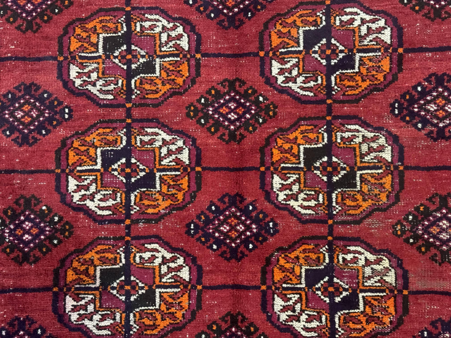 Antique Persian Turkoman Bokhara Rug 7x11, Tribal Rug, Red - Nuvé