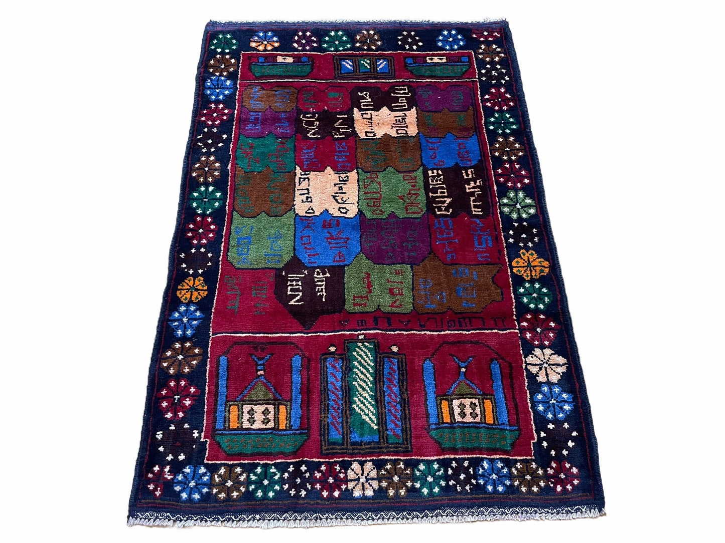 3 X 5 Vintage Handmade Tribal Wool Rug Balouchi Rug Afghan Rug Red Beige Nice - Nuvé