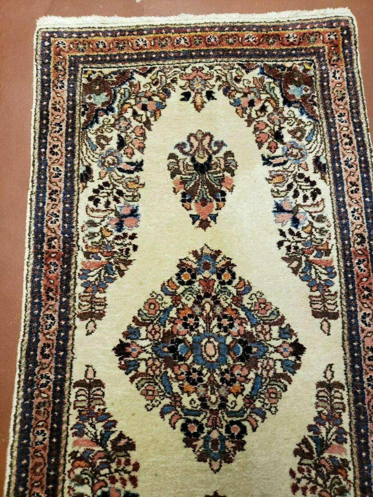 2' 7" X 4' Vintage Handmade Indian Medallion Wool Floral Beige Rug - Nuvé