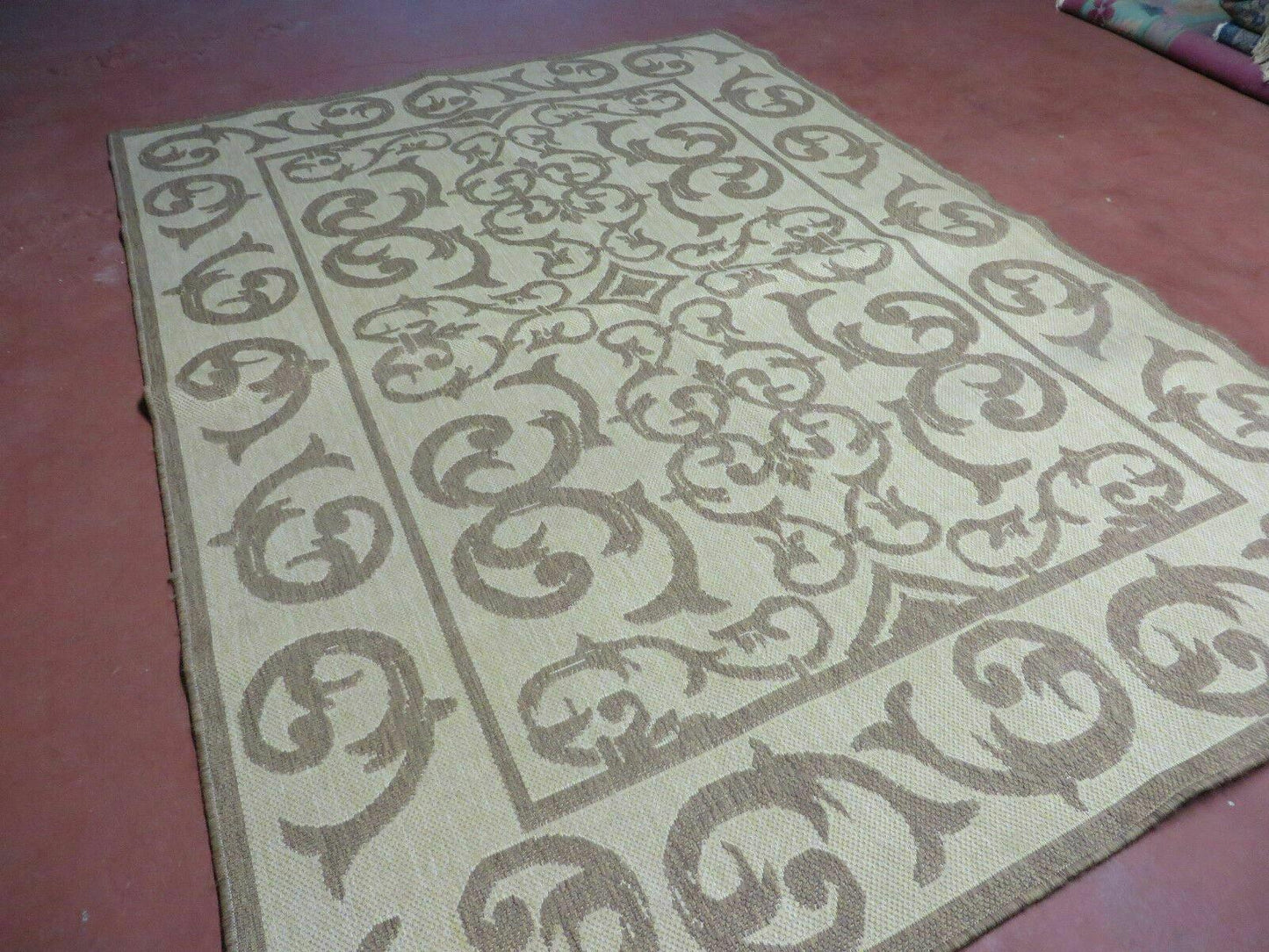 5' X 7' Machine Made Natural Fiber Jute Kilim Two Sided Rug Carpet Flat Weave Contemporary Design - Nuvé