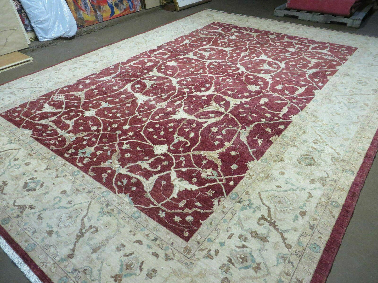 10' X 14' Vintage Handmade PESHAVAR CHOBI Pakistani Agra Wool Carpet Nice - Nuvé