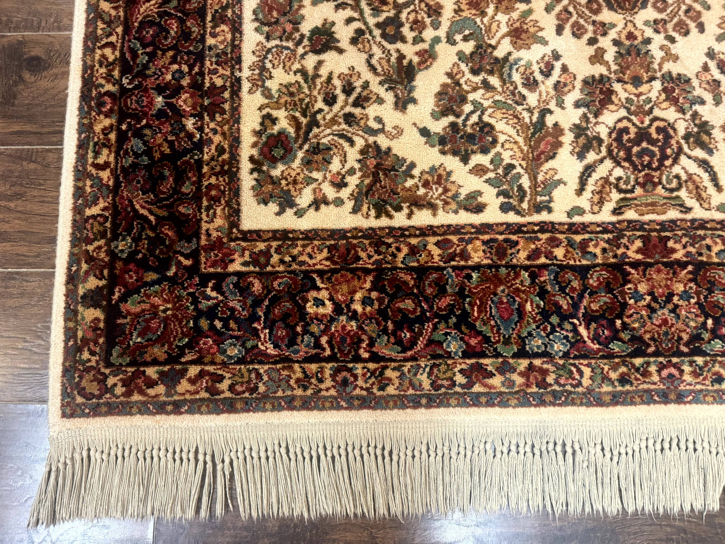 Karastan Rug 5.9 x 9, Ivory Sarouk #760, Wool Pile, Original 700 Series, Vintage - Nuvé