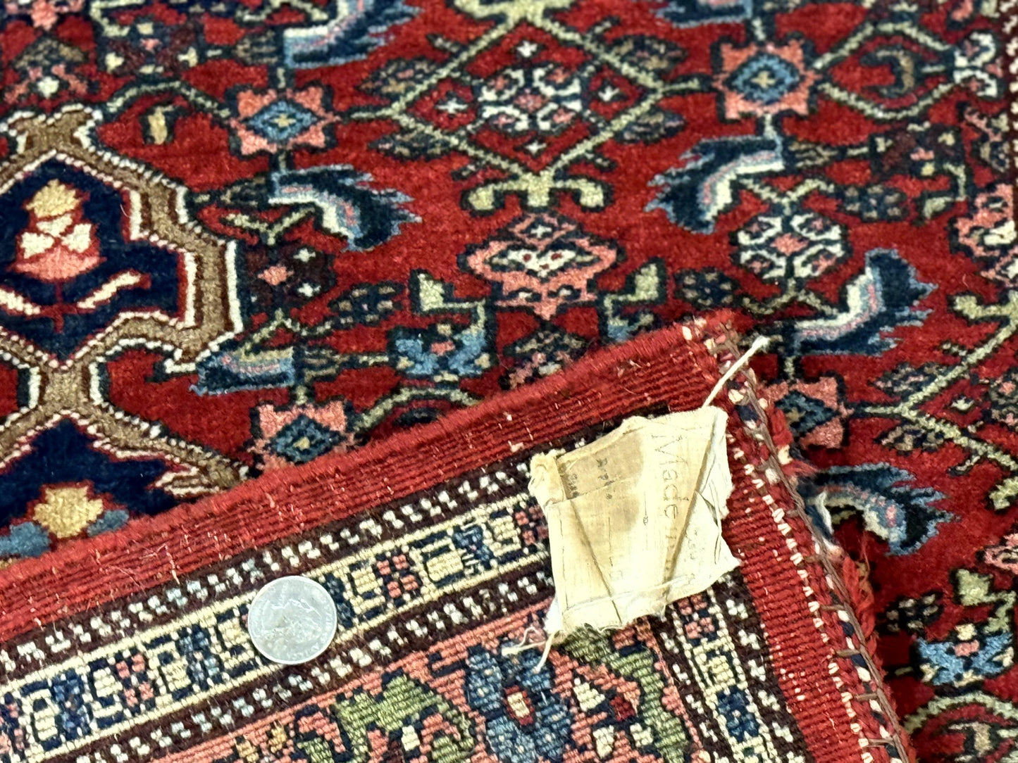 Persian Bidjar Rug 2.7 x 4, Red and Navy Blue, Small Persian Area Rug, Semi Antique - Nuvé