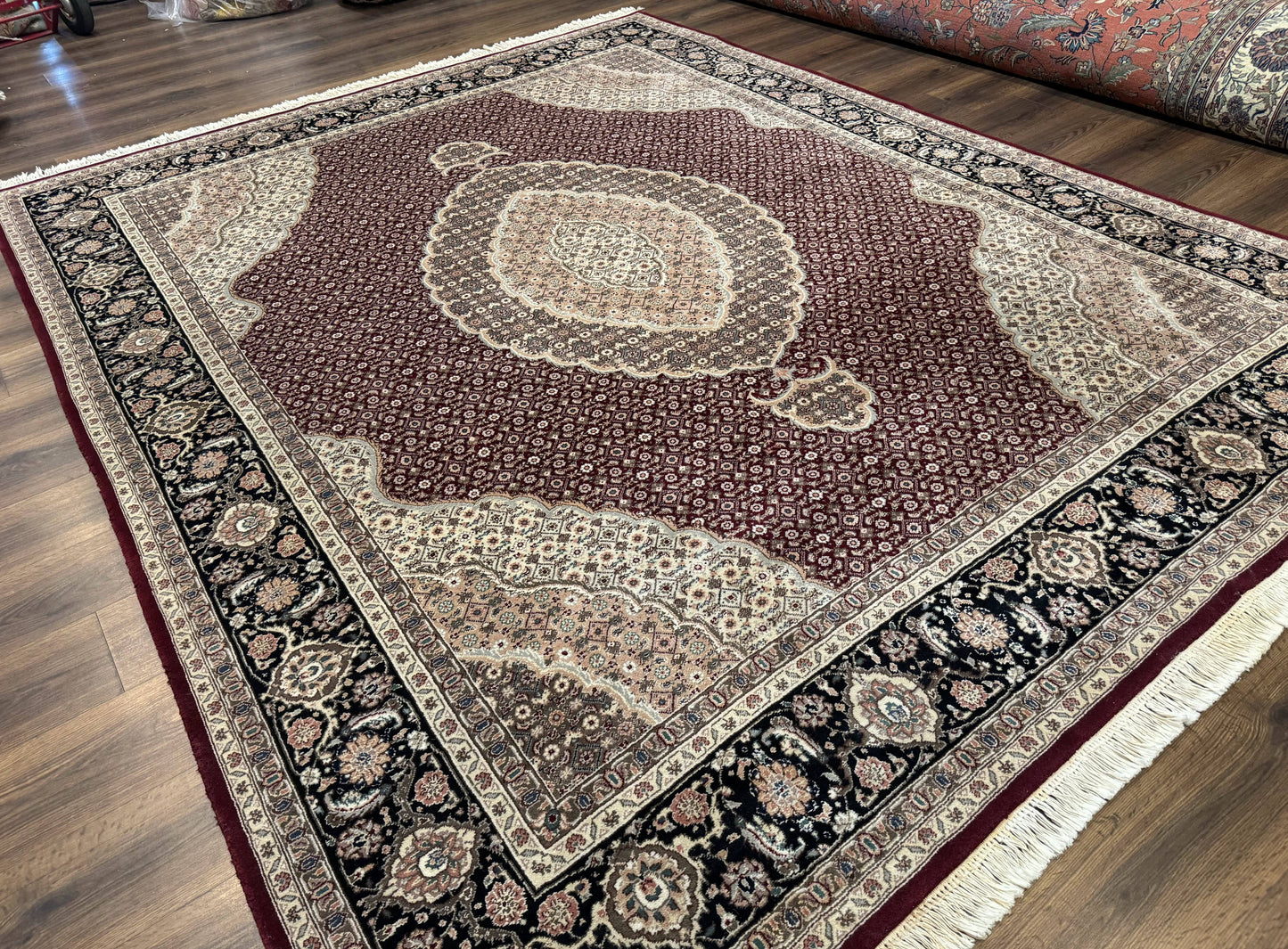 Sino Persian Rug 8x10, Herati, Elegant Oriental Carpet, Dark Maroon - Nuvé