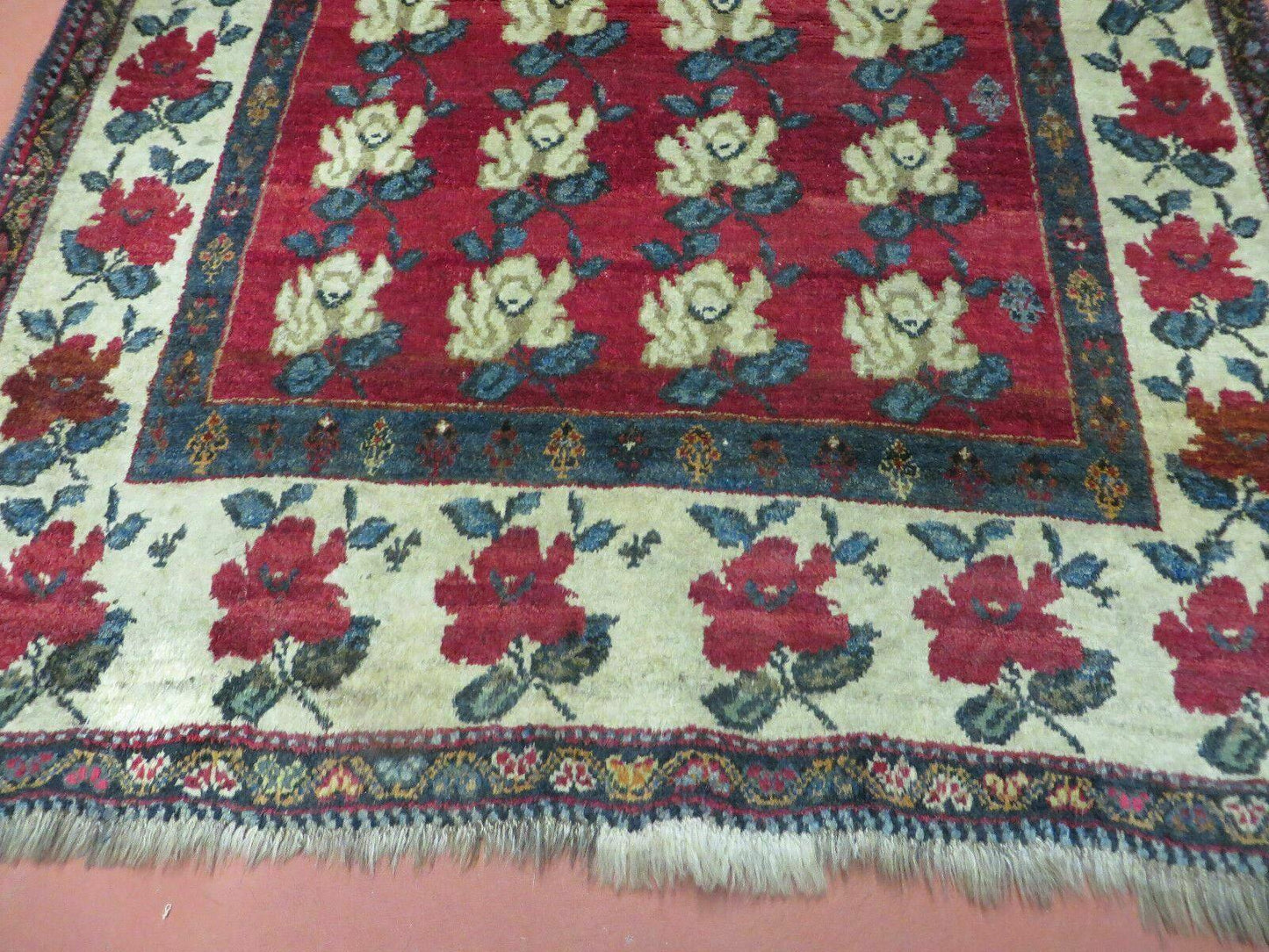 4' X 5' Semi Antique Handmade Fine Turkish Flowers Bouquet Wool Rug Nice - Nuvé