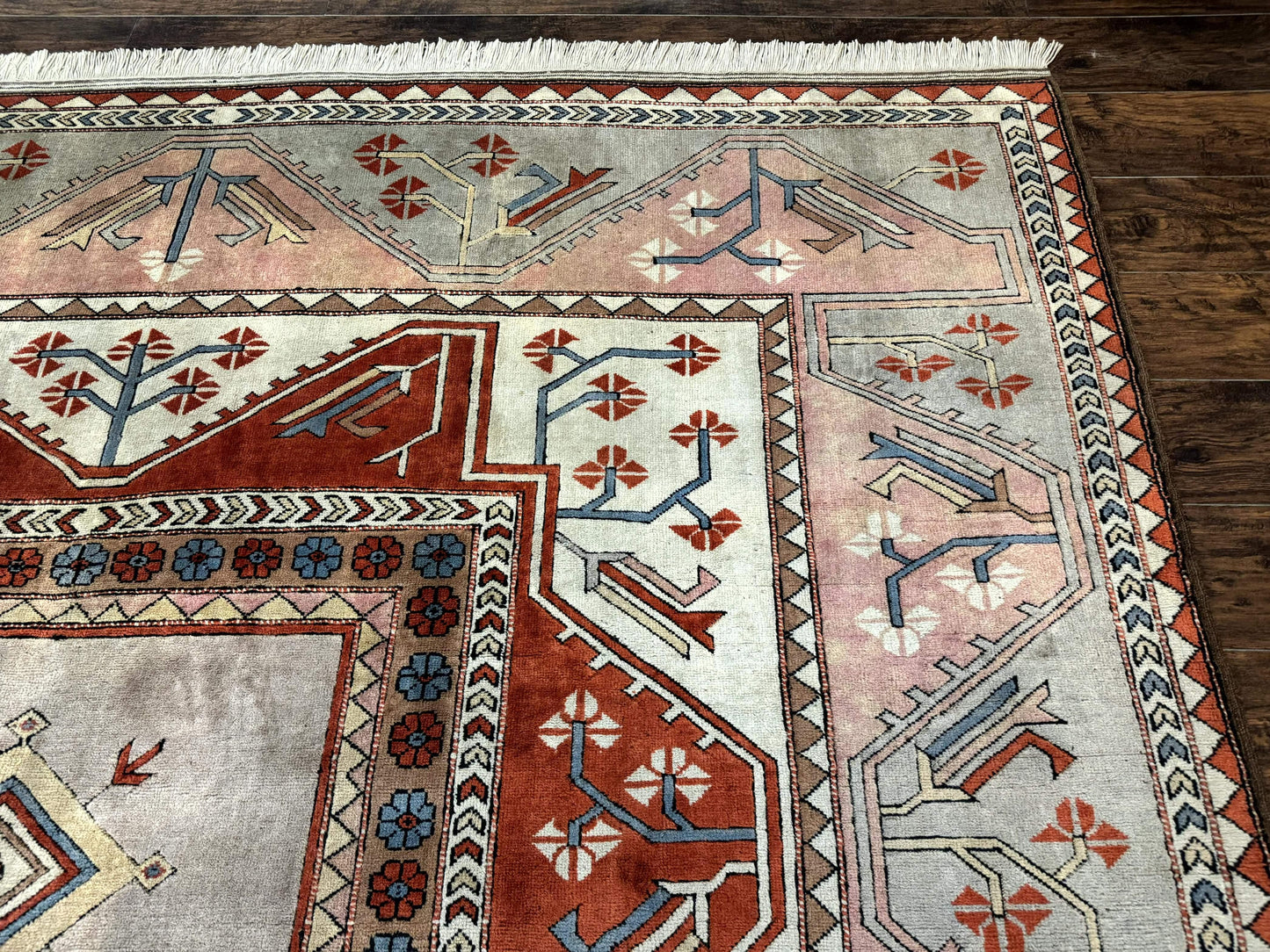 Large Turkish Milas Rug 10x13, Gray, Vintage, Wool on Wool - Nuvé
