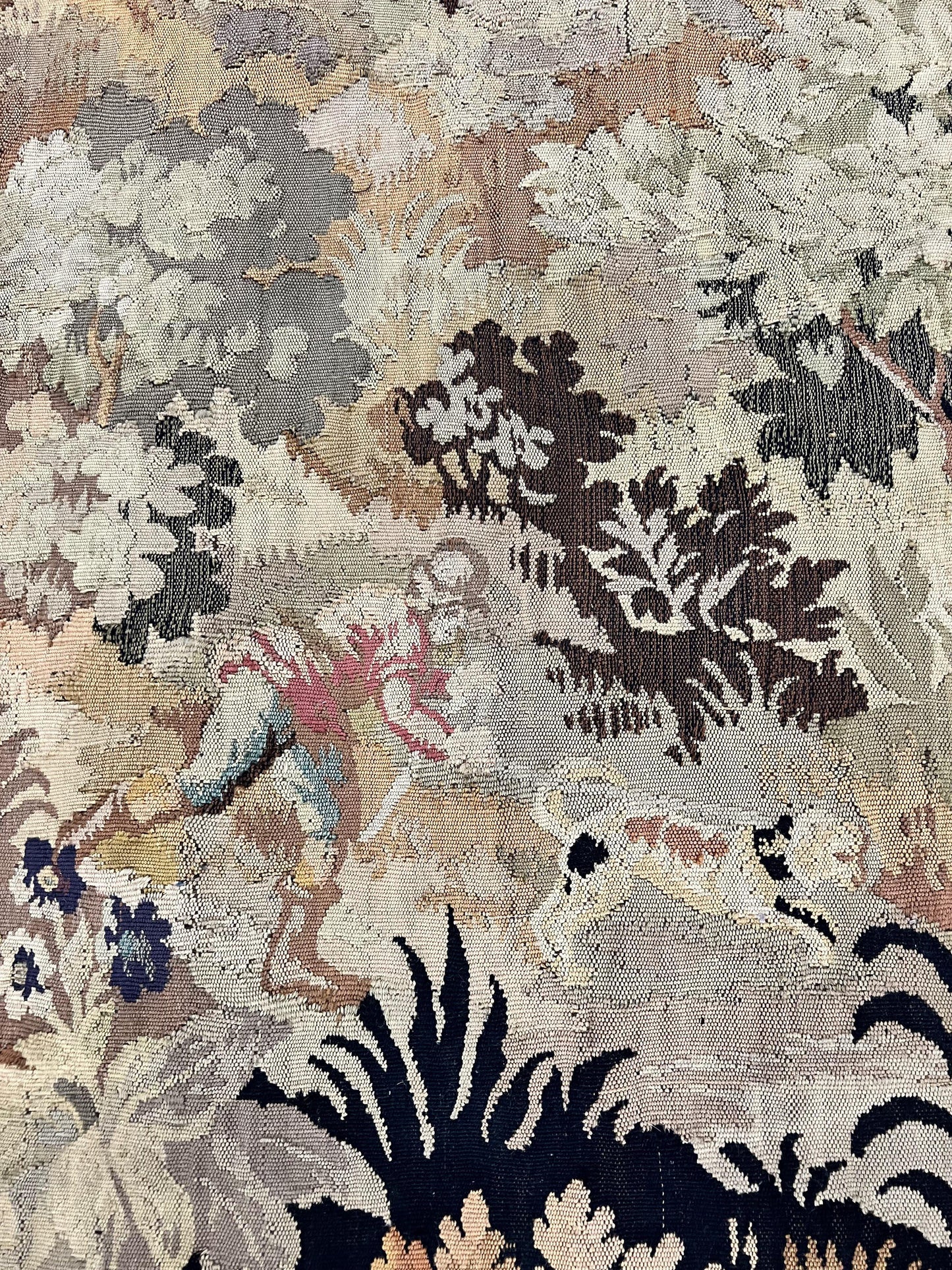 Antique French Tapestry 6x5 ft, European Handmade Wool Aubusson Weave Vintage Tapestry - Nuvé