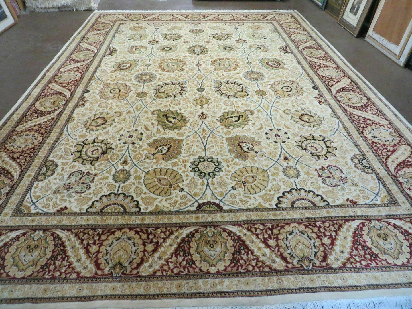 9' X 12' Vintage Handmade Wool Rug Pakistani Floral Design Nice Vegetable Dye - Nuvé