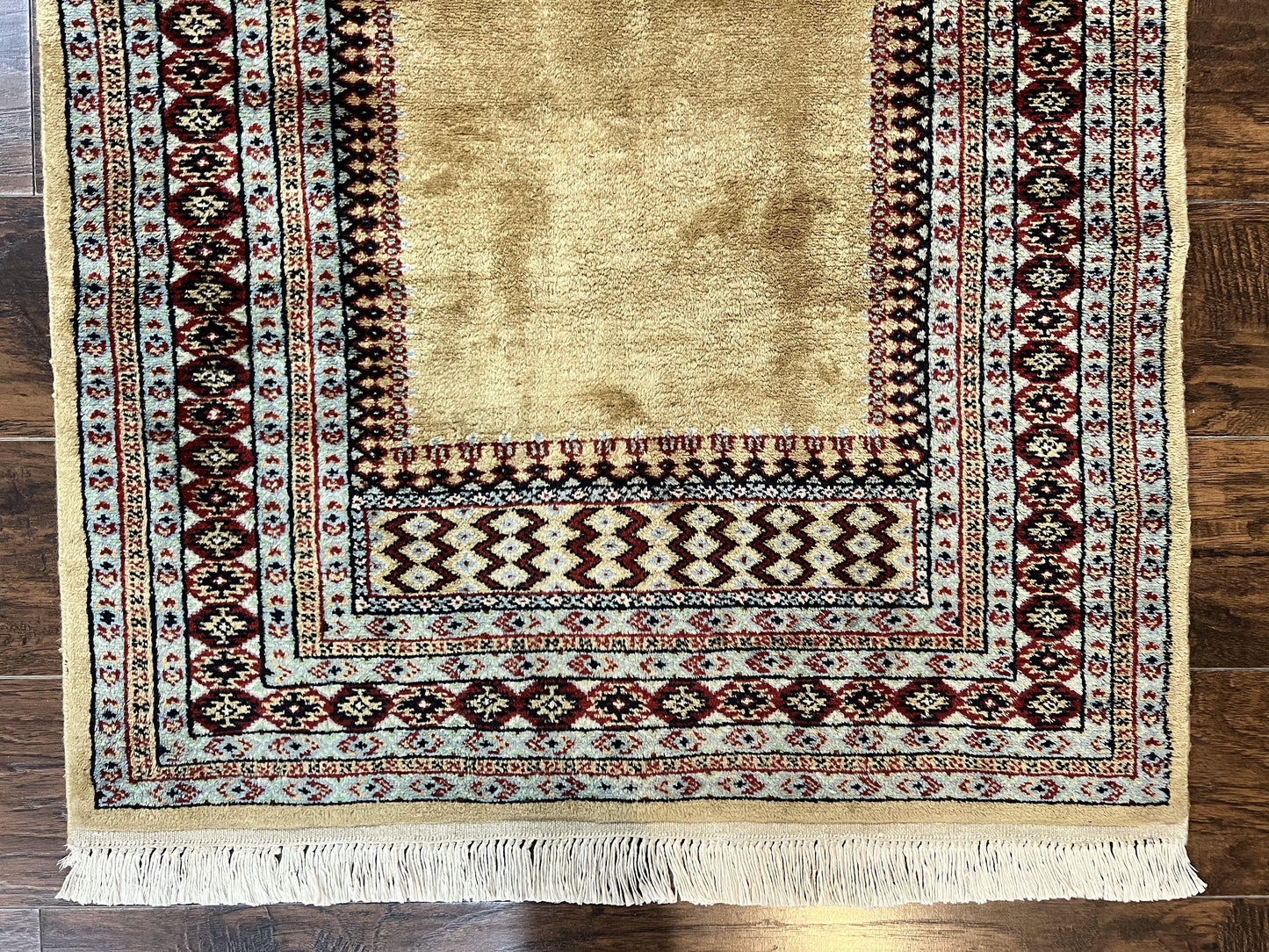 Bokhara Prayer Rug 3x5, Pakistani Turkoman Carpet, Tan, Handmade Vintage Wool Carpet - Nuvé