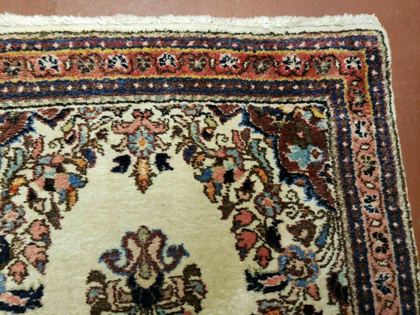 2' 7" X 4' Vintage Handmade Indian Medallion Wool Floral Beige Rug - Nuvé