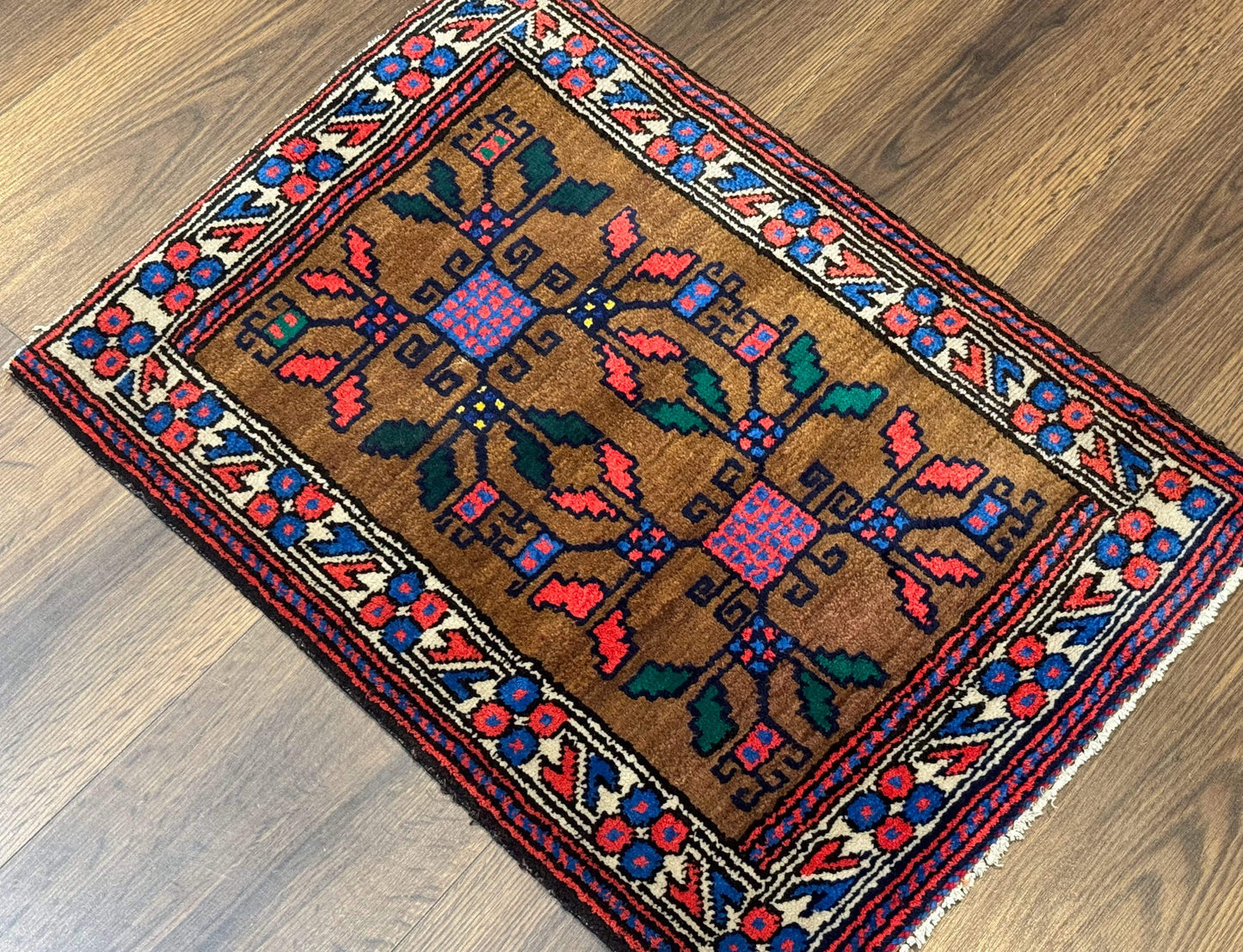 Small Persian Baluchi Rug, Tribal Rug, Brown, Multicolor - Nuvé
