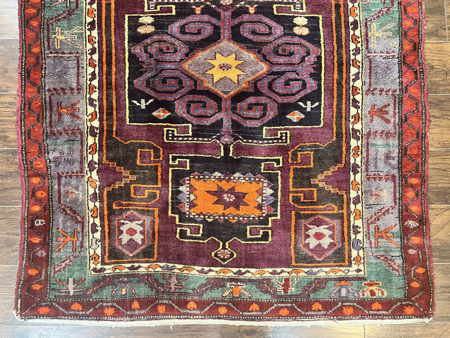 Persian Tribal Rug 5x6, Persian Nahavand Rug, Purple, Geometric Vintage Wool Handmade Carpet - Nuvé