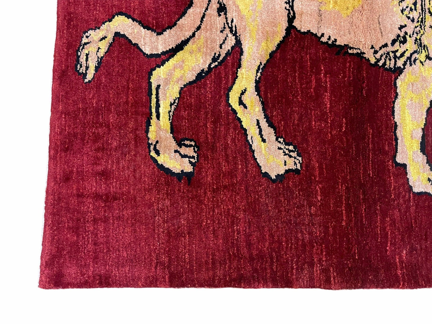 3 X 5 Handmade New Vintage Rug Quality Wool Lion Red Veggy Dyes Hand-Knotted - Nuvé