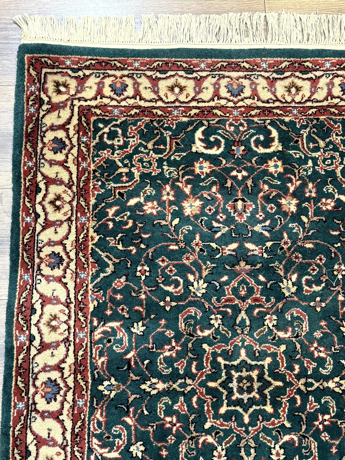 Dark Green Indo Persian Rug 2.5 x 4, Hand Knotted Wool Small Oriental Carpet - Nuvé