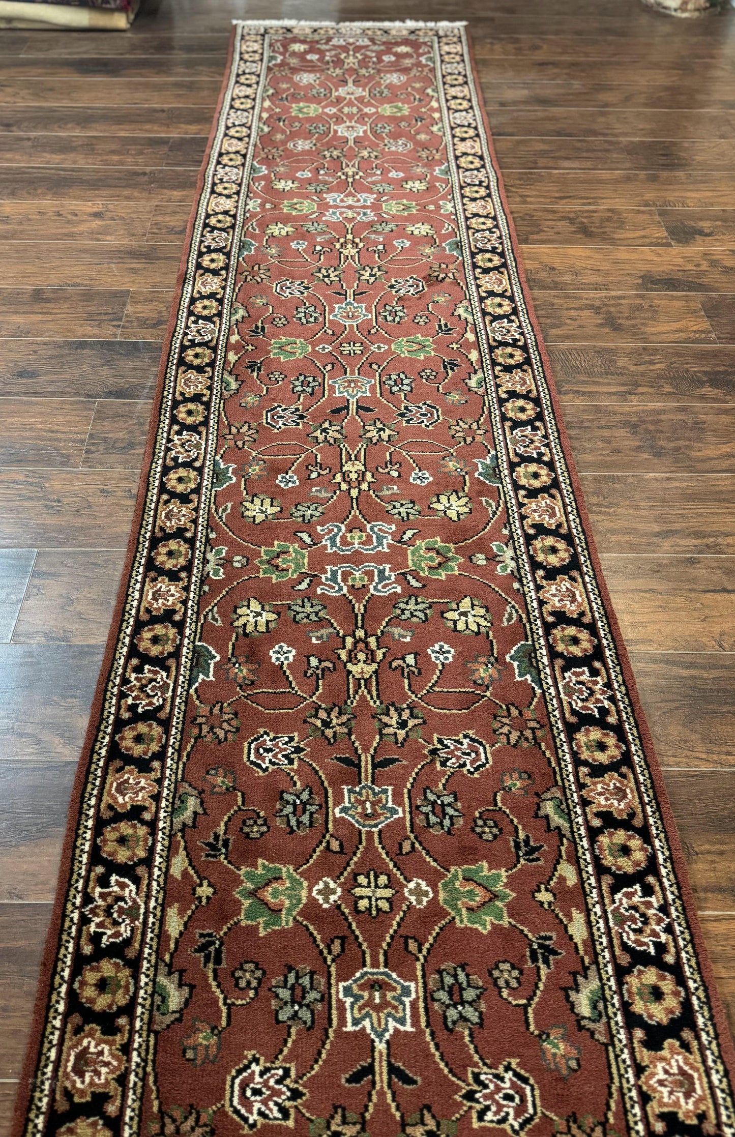 Indo Persian Sarouk Runner Rug 2.8 x 20 ft Runner for Hallway, Long Runner Rug, Handmade - Nuvé