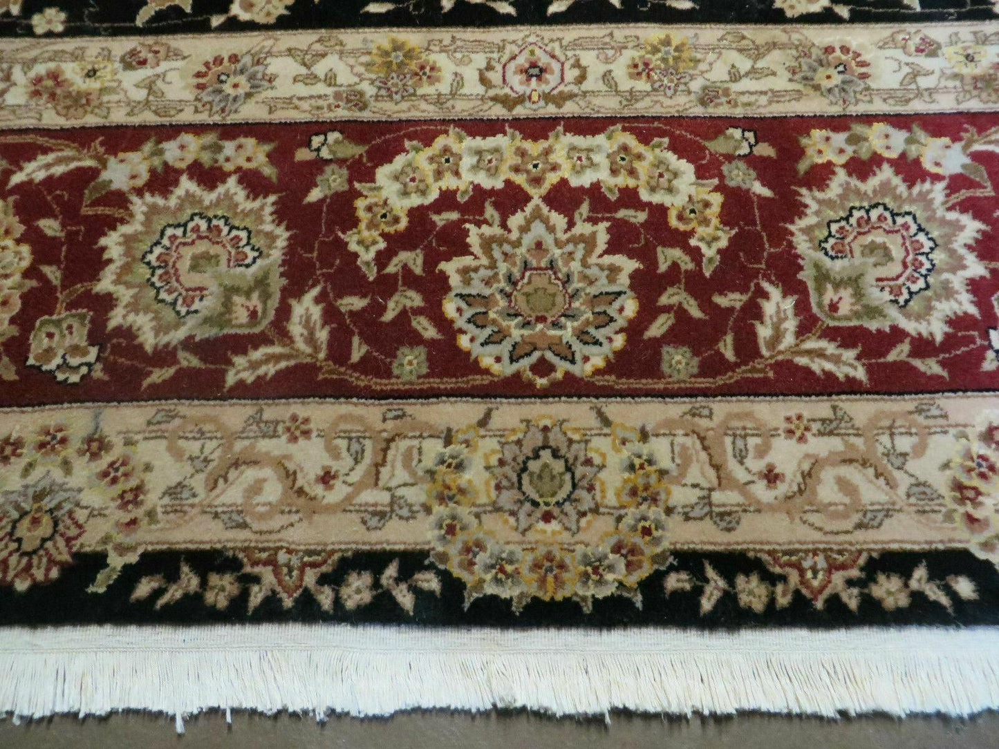 9' X 12' Vintage Handmade Fine Chinese Oriental Floral Wool Rug Silk Black - Nuvé