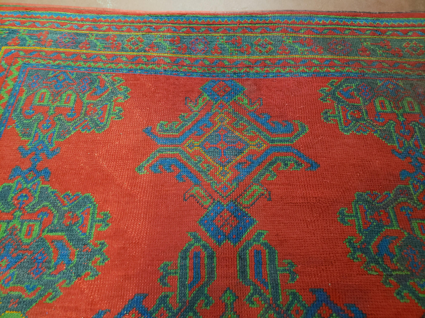 7x11 Turkish Oushak Rug, Vintage Red & Blue Oriental Carpet, Hand Knotted Wool Area Rug 7 x 11, Turkish Sparta Rug, Antique Turkish Rug Nice - Nuvé