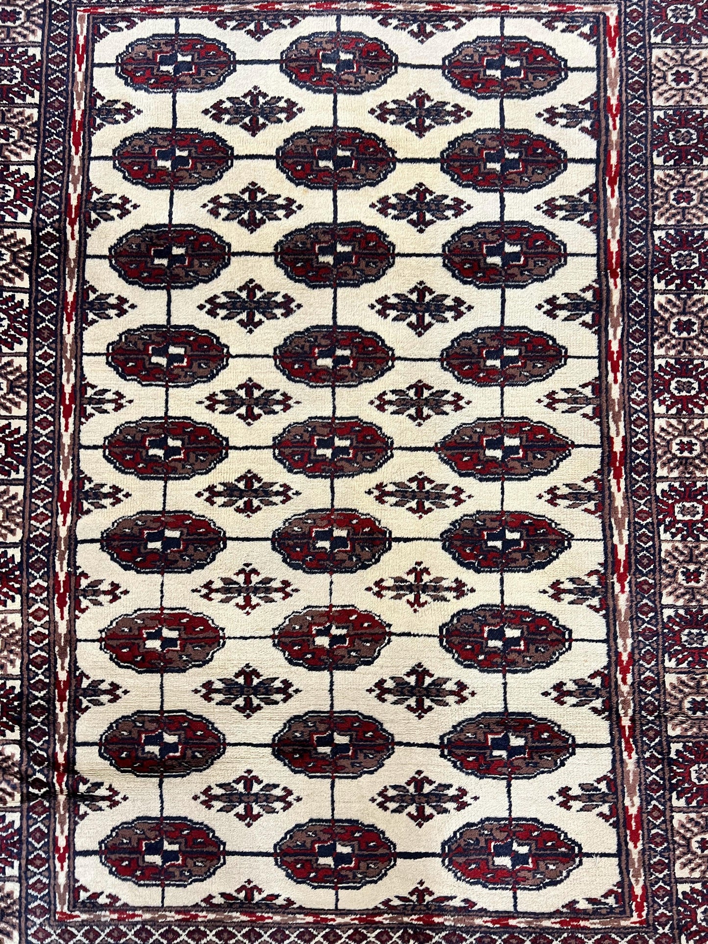 Pakistani Bokhara Rug 4x6, Turkoman Carpet, Vintage Handmade Wool Rug, Ivory - Nuvé