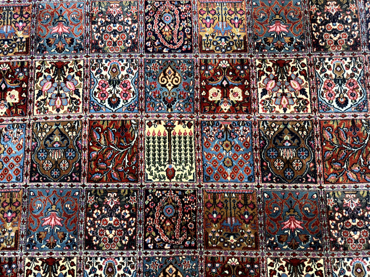 Wonderful Persian Qum Rug 10x13, Panel Design, Fine 260 KPSI, Signed, Red Multicolor - Nuvé