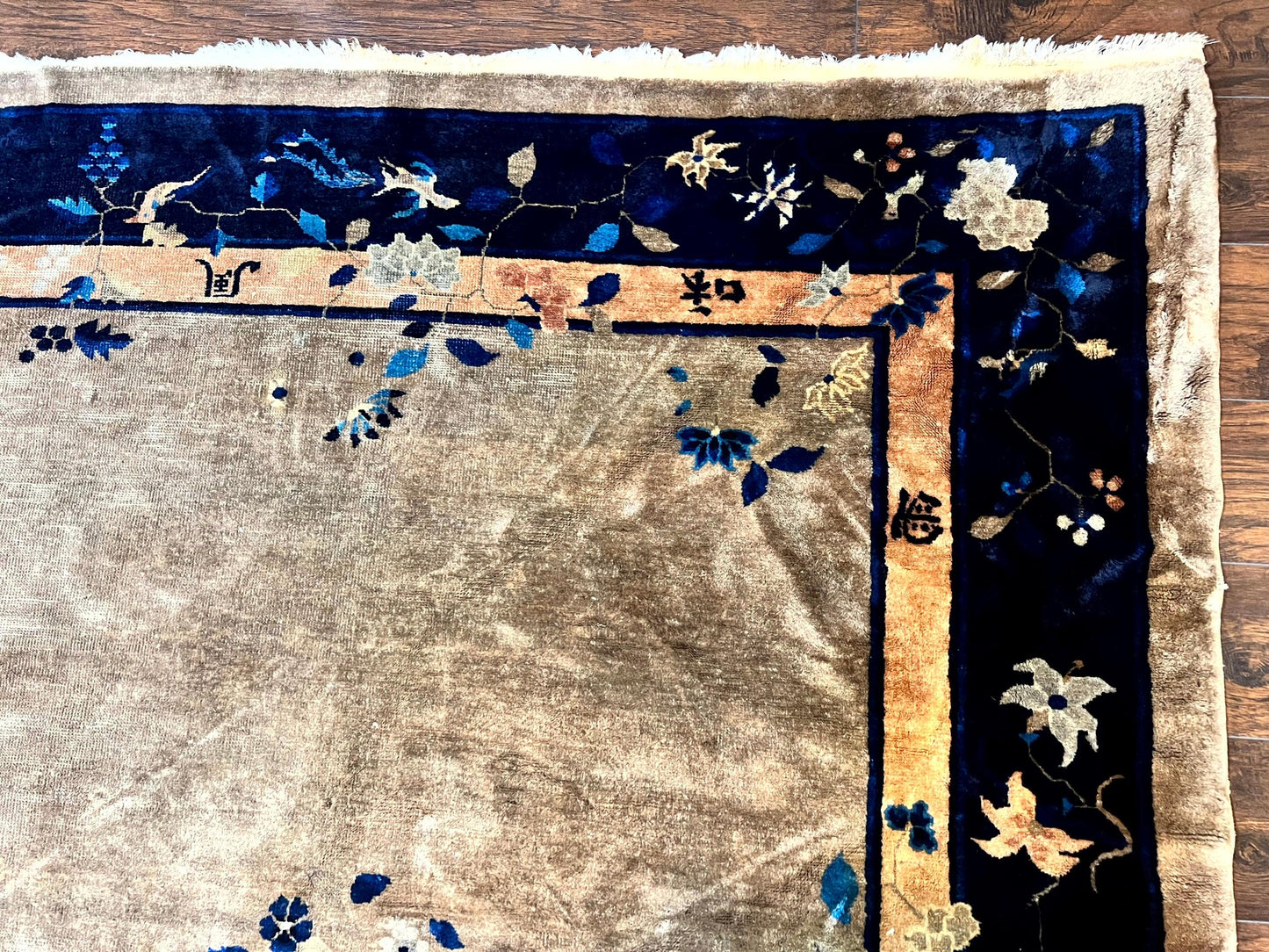 Antique Chinese Wool Rug 10x13, Large 1920s Peking Carpet, Handmade - Nuvé
