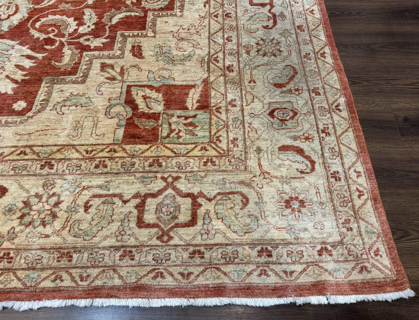 Turkish Heriz Serapi Rug 9x13, Geometric Medallion - Nuvé
