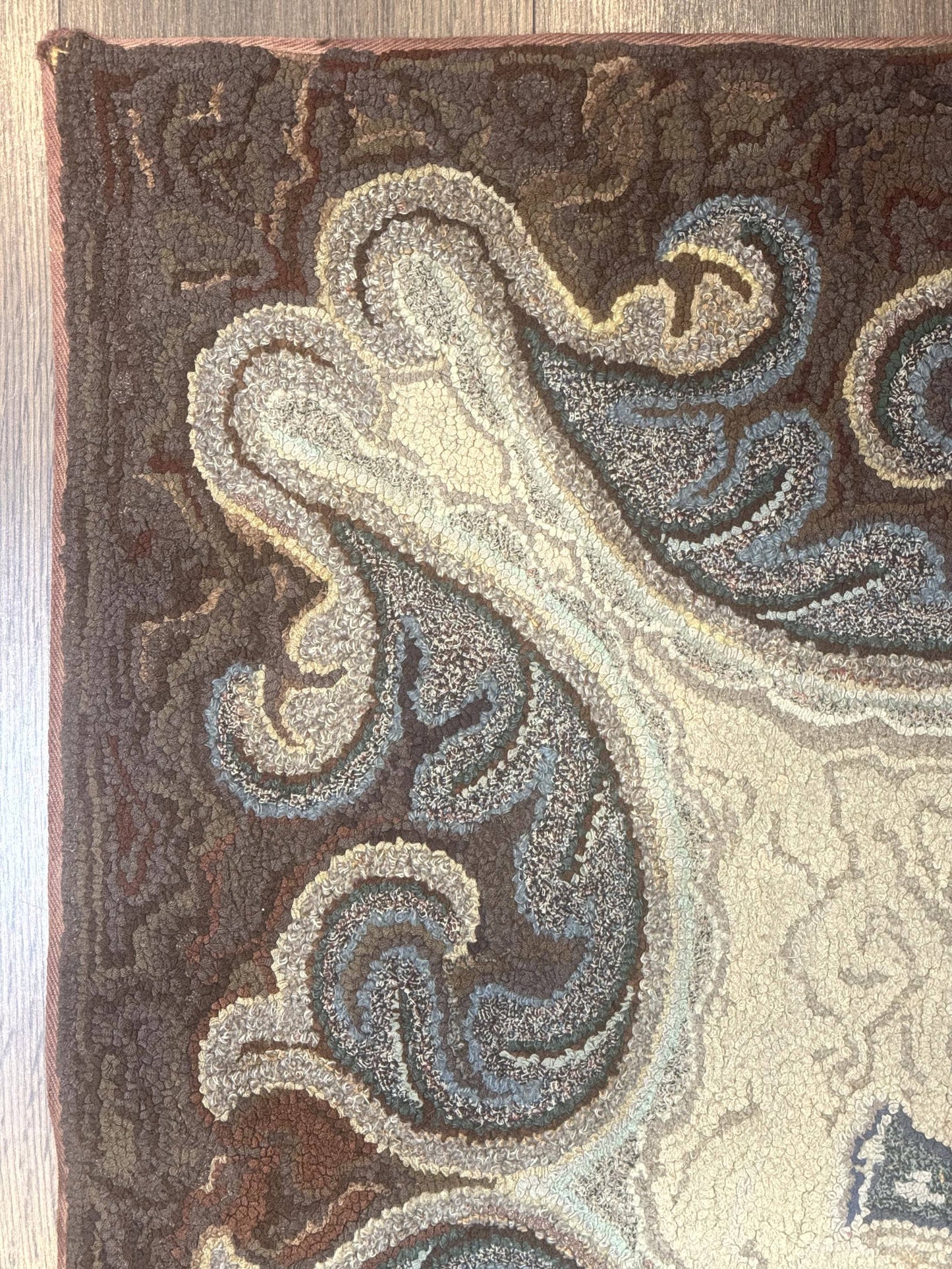 Antique American Hooked Rug 3 x 4.6, Vintage, Floral - Nuvé