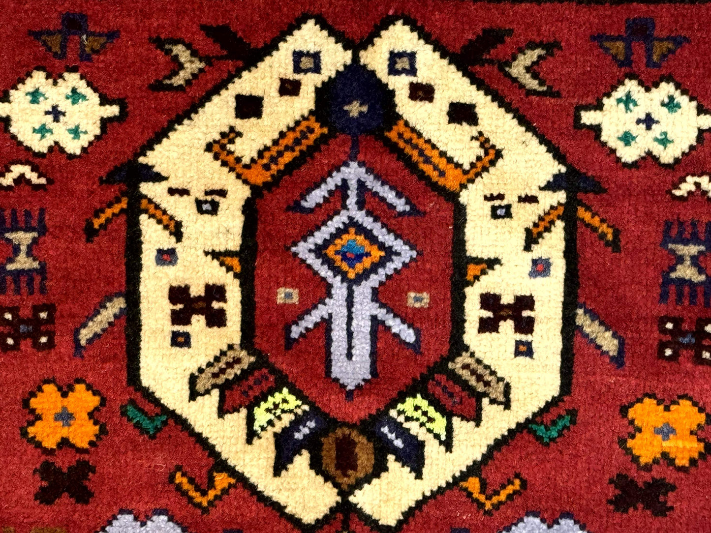 Small Persian Tribal Rug, Red and Ivory, Baluch Rug - Nuvé