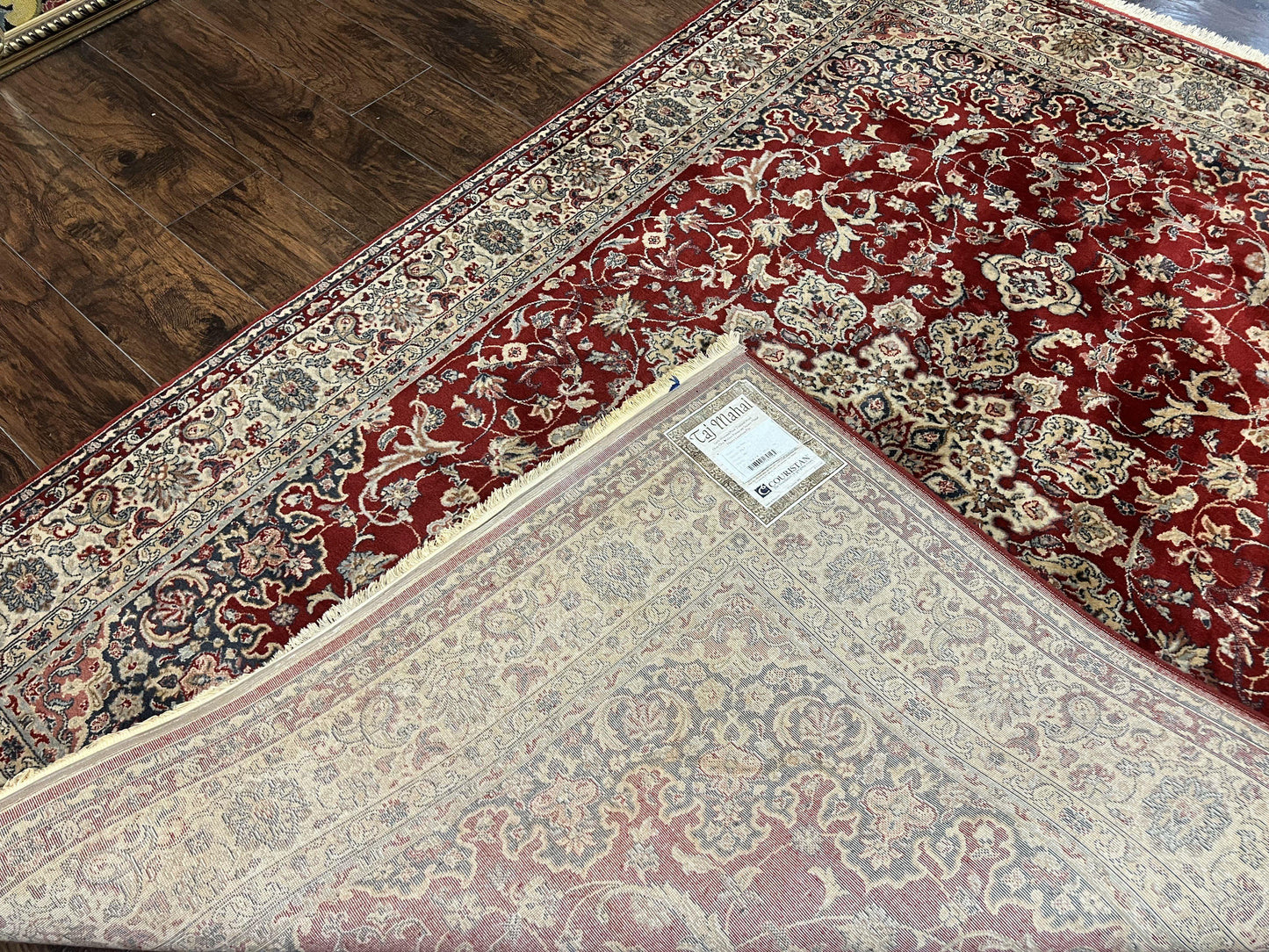 Couristan Rug 5.6 x 8, Floral Medallion, Dark Red Cream, Belgium Power Loomed Rug, Taj Mahal Rug, Vintage Oriental Wool Carpet - Nuvé