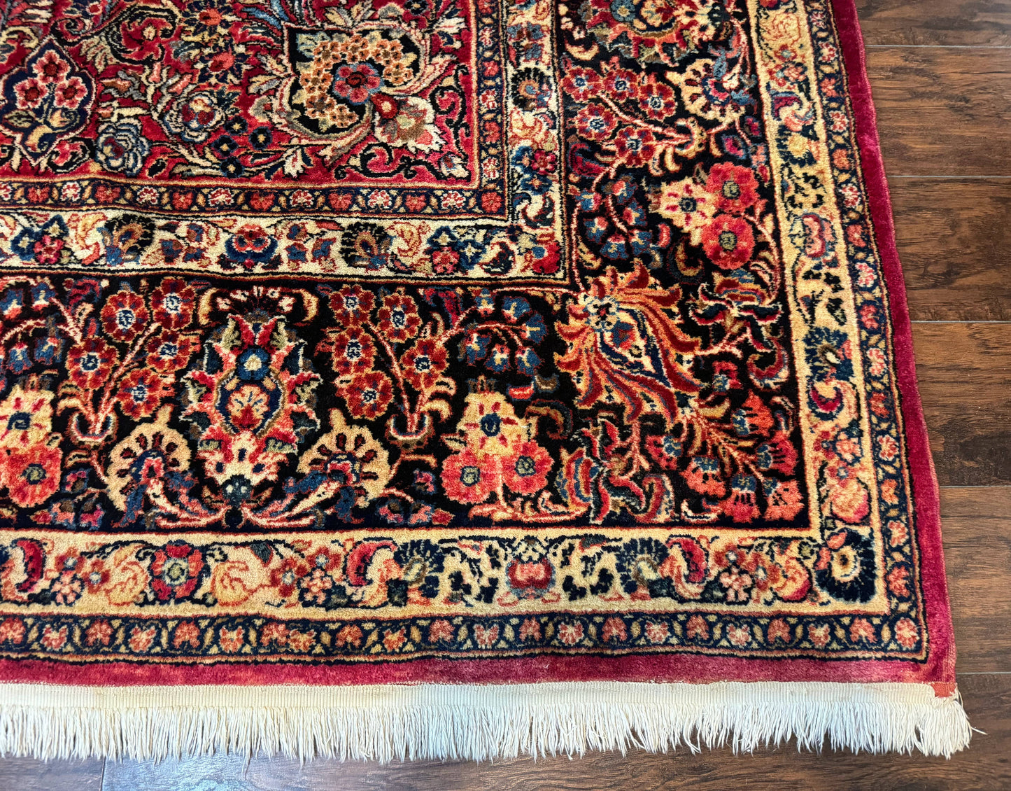 Persian Sarouk Rug 10x10, Square Persian Carpet, Red, Floral, Antique - Nuvé