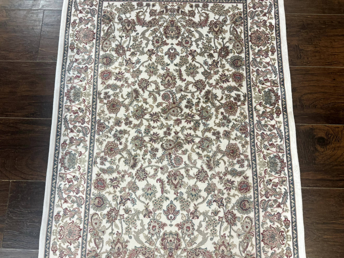 Small Turkish Silk Rug 2.6 x 4, Ivory, Allover Design, Bamboo Silk - Nuvé
