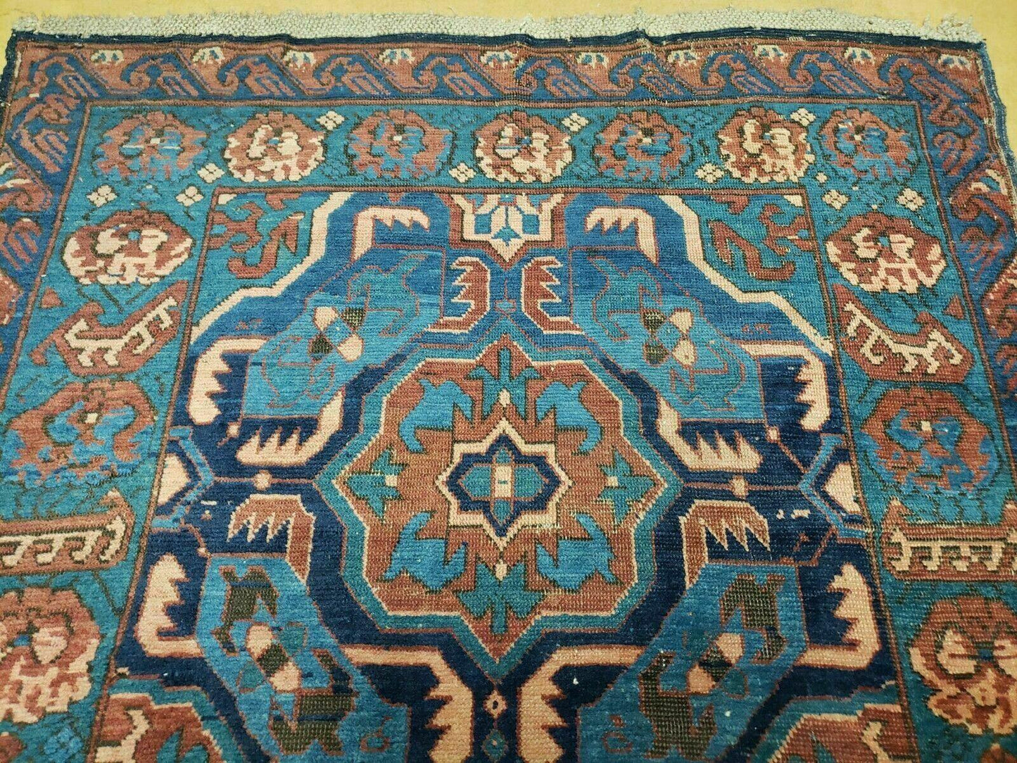 3'10" X 10' Antique Caucasian Seychor Rug Hand Made Wool Carpet Organic Dye Nice - Nuvé