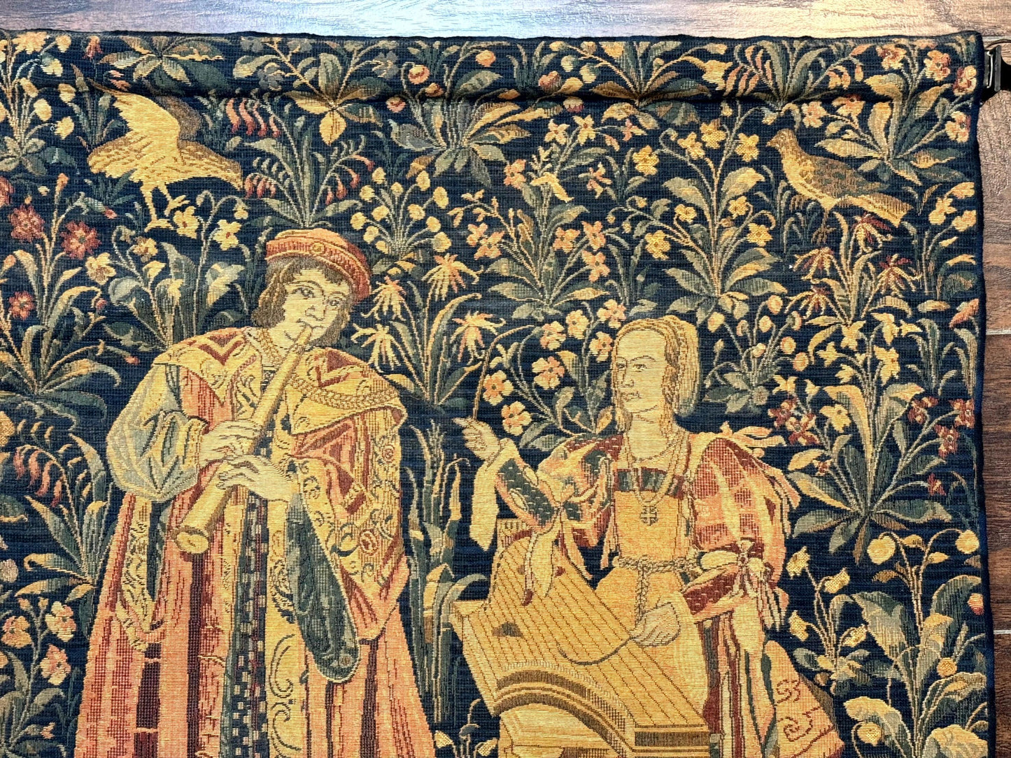 Vintage Belgium Tapestry 2x3 with Red, European Design, Flemish Tapestry - Nuvé