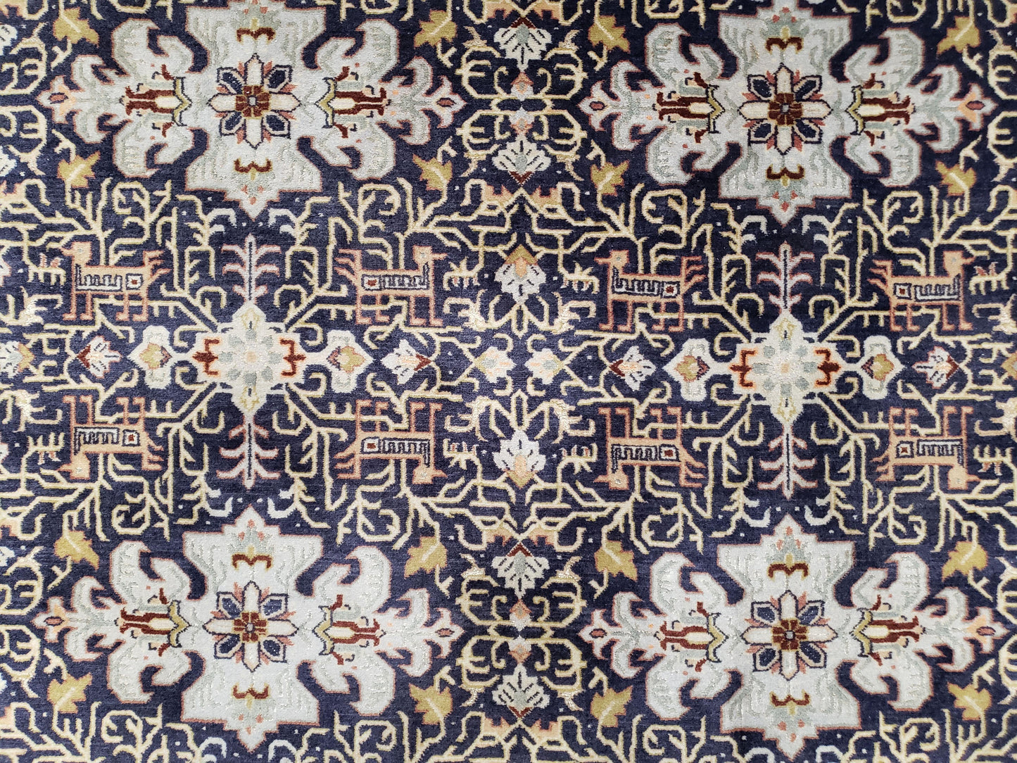 Persian Kashan Rug, Navy Blue, Hand-Knotted, Wool, 4' 8" x 7' 4", Pair A - Nuvé
