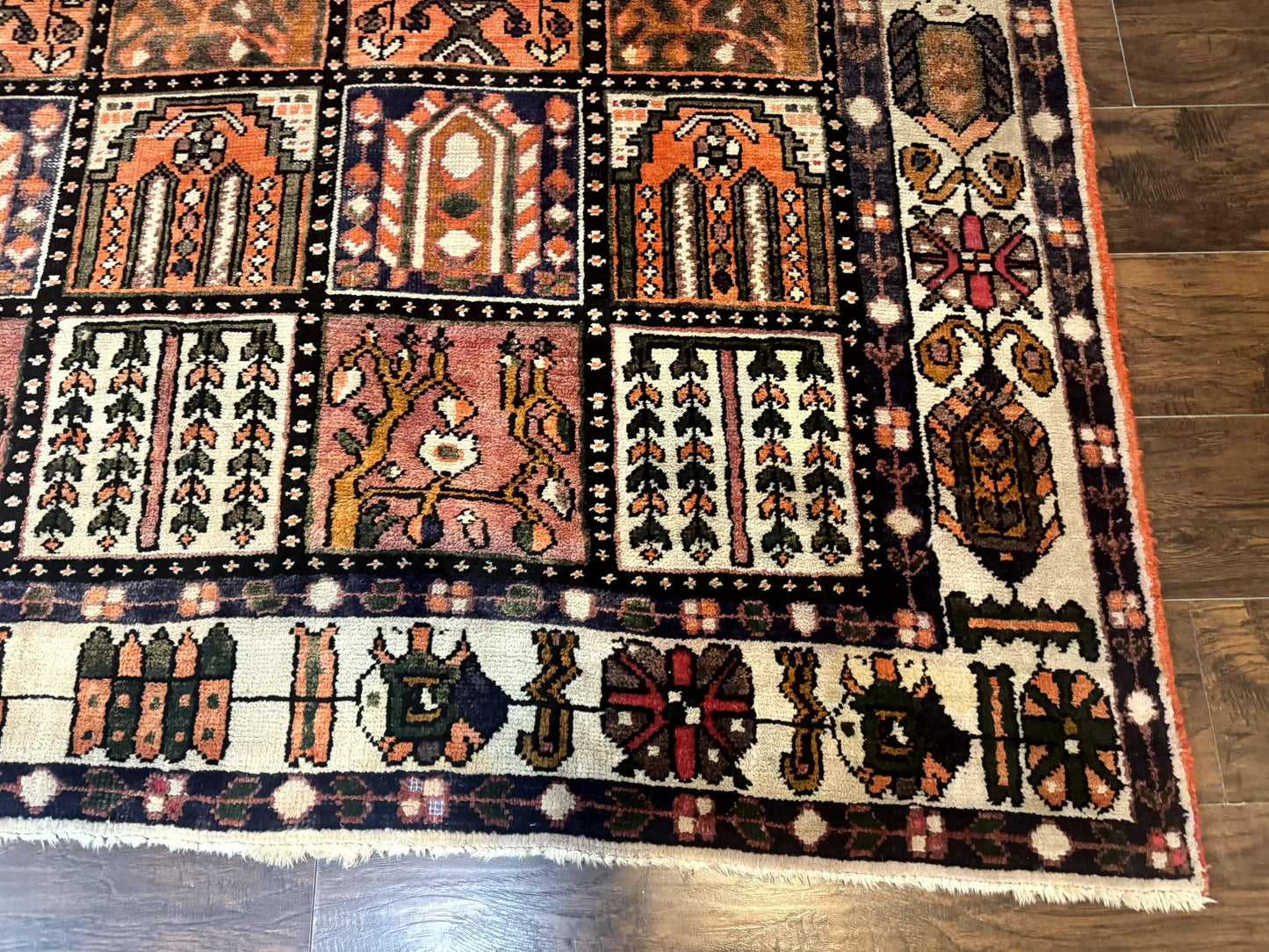 Persian Bakhtiari Tribal Rug 7x10, Panel Design, Semi Antique - Nuvé