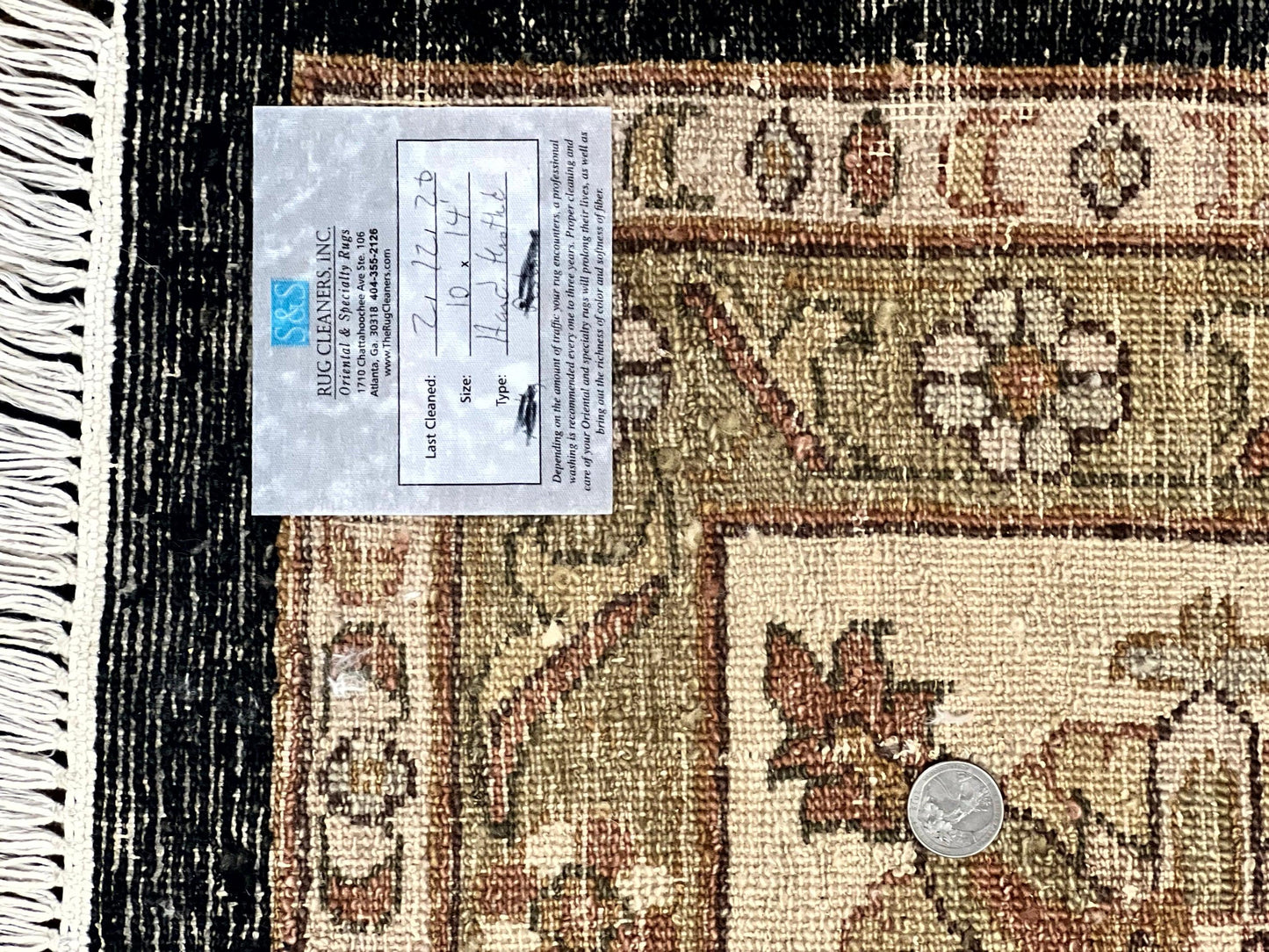 Indo Persian Rug 10x14, Charcoal and Beige, Floral Allover, Handmade Vintage Wool Carpet - Nuvé