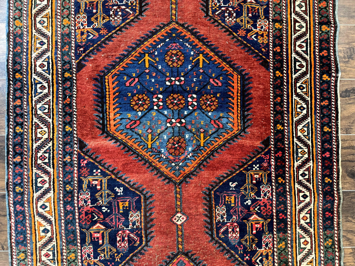 Antique Persian Sarab Runner Rug 3.9 x 12, Red, Handmade, Tribal Runner, Wool, Signed - Nuvé