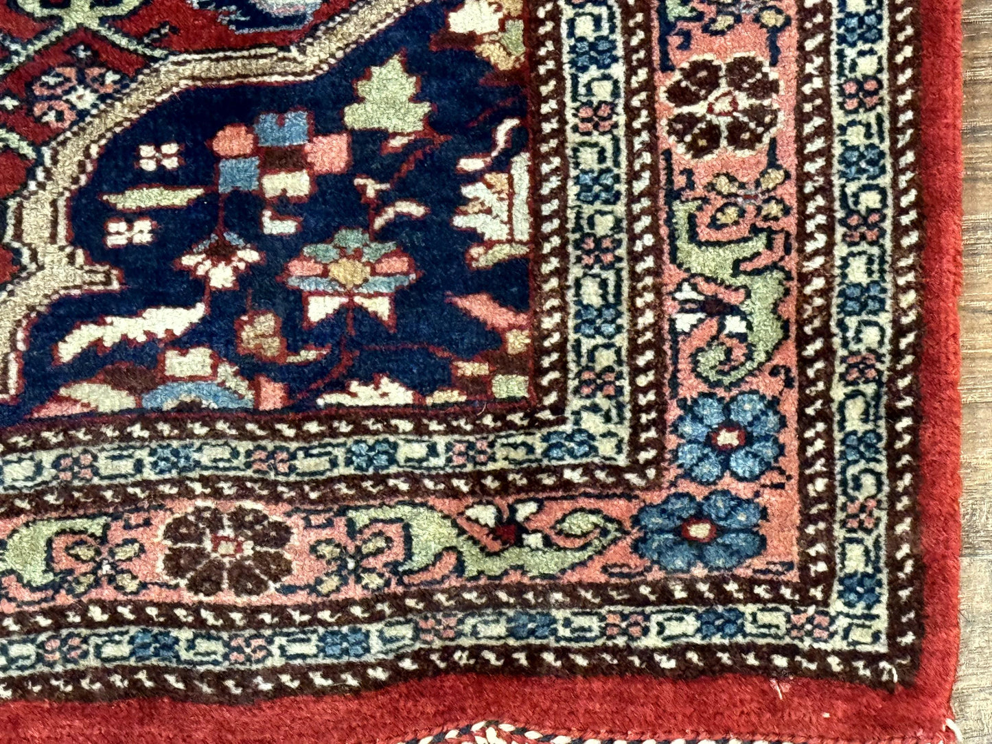 Persian Bidjar Rug 2.7 x 4, Red and Navy Blue, Small Persian Area Rug, Semi Antique - Nuvé