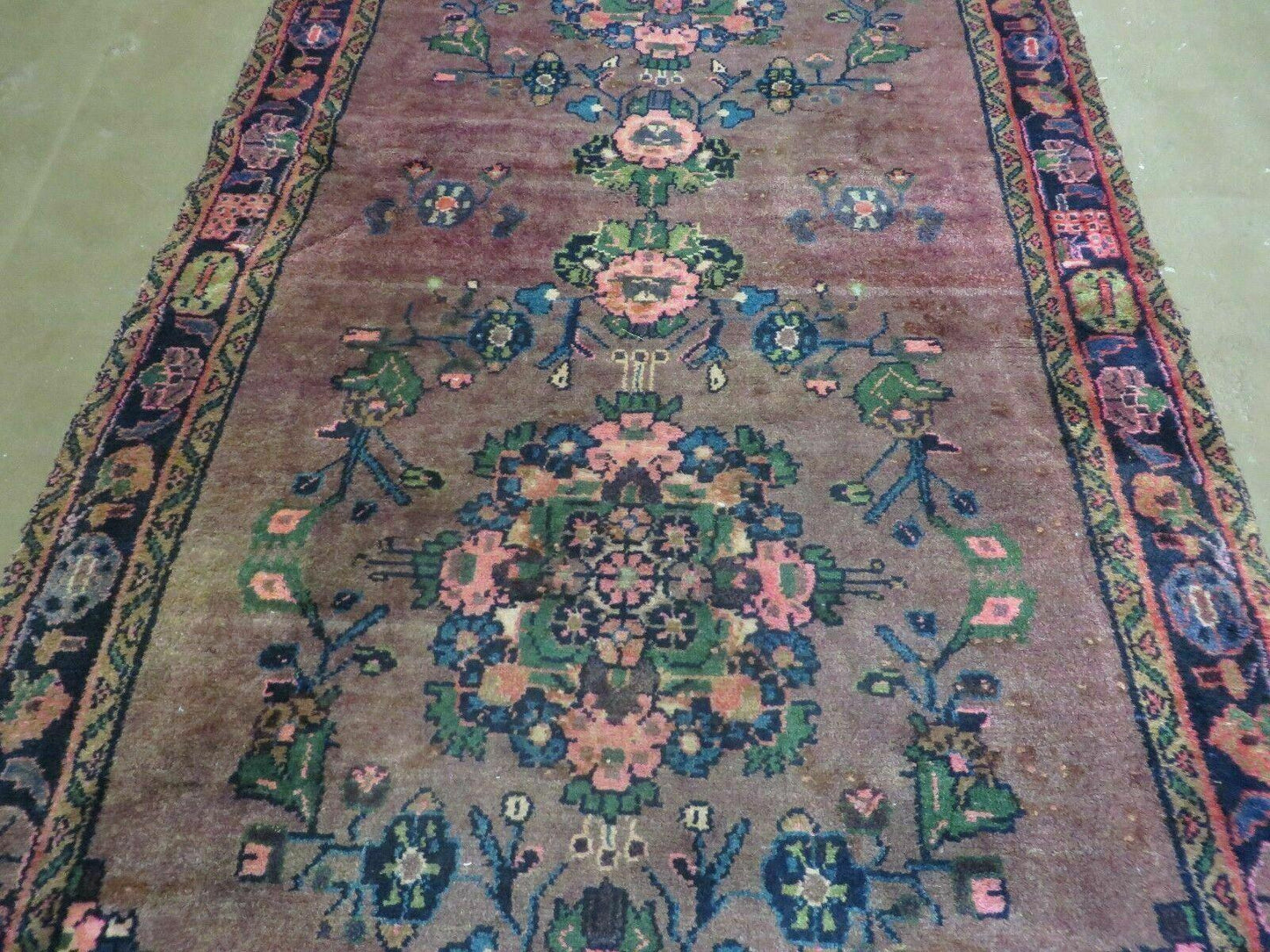 3 x 7 Antique Persian Hamadan Nahavand Rug, Tribal Runner Rug , Handmade Oriental Wool Rug, Vegetable Dyed, Purple-Red & Dark Blue, 3x7 Rug - Nuvé