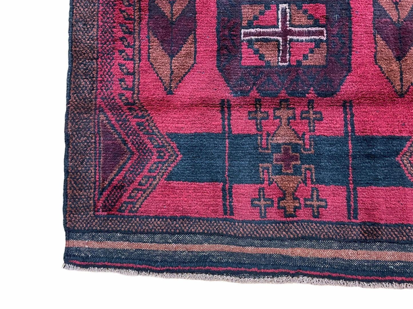 2' 10" X 4'6" Vintage Handmade Tribal Wool Rug Balouchi Rug Afghan Rug Red Black - Nuvé