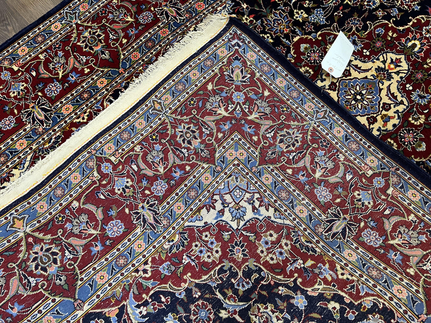 Dark Blue Persian Rug 5x8, Kork Wool Semi Antique Kashan Carpet, Very Fine Lachak Toranj Rug, Hand Knotted Floral Medallion Rug, 5 x 8 Oriental Rug - Nuvé