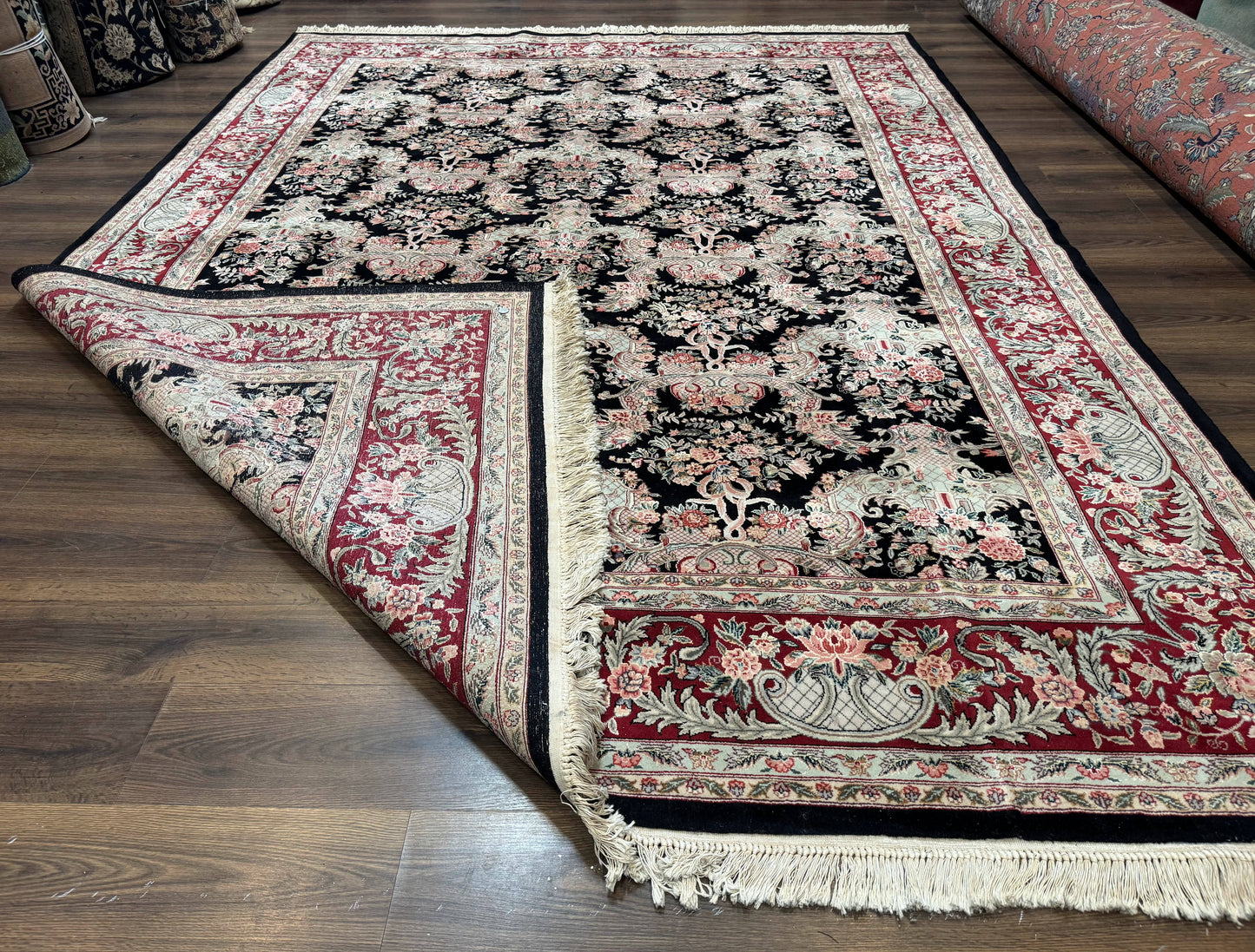 Sino Persian Rug 9x12, Black, Floral Bouquets - Nuvé