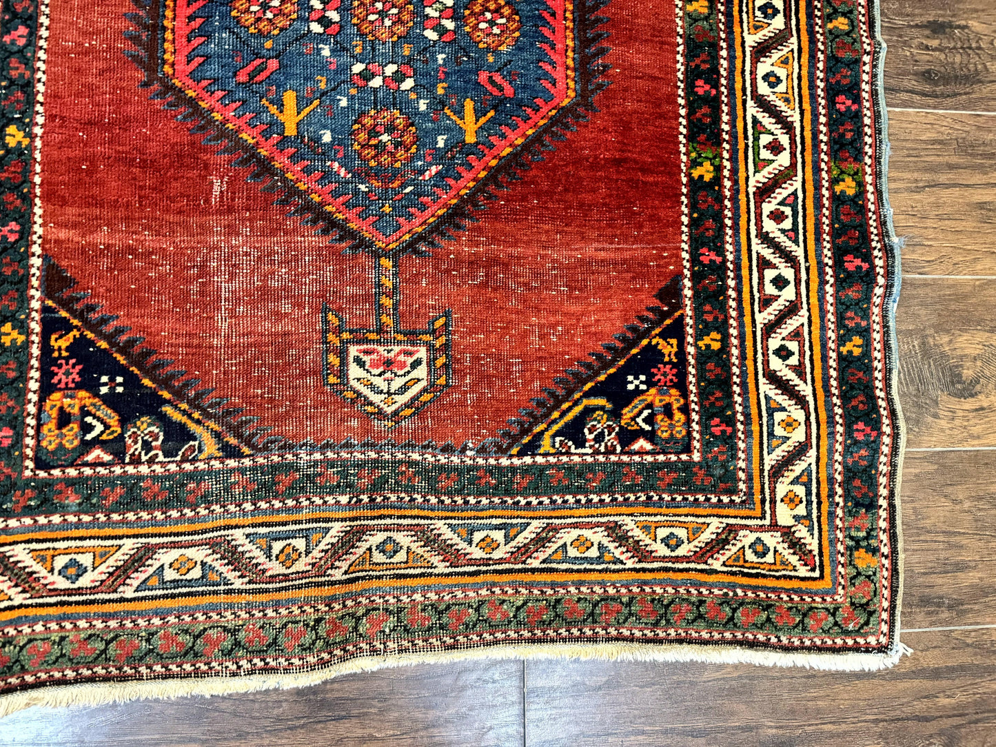 Antique Persian Sarab Runner Rug 3.9 x 12, Red, Handmade, Tribal Runner, Wool, Signed - Nuvé