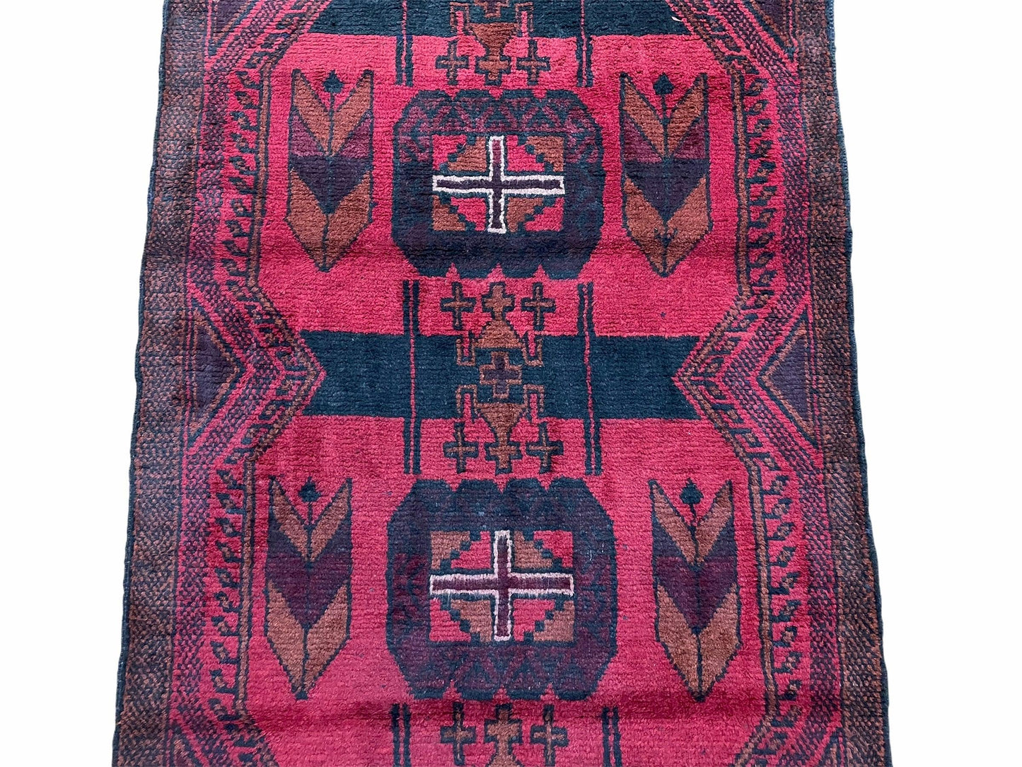 2' 10" X 4'6" Vintage Handmade Tribal Wool Rug Balouchi Rug Afghan Rug Red Black - Nuvé