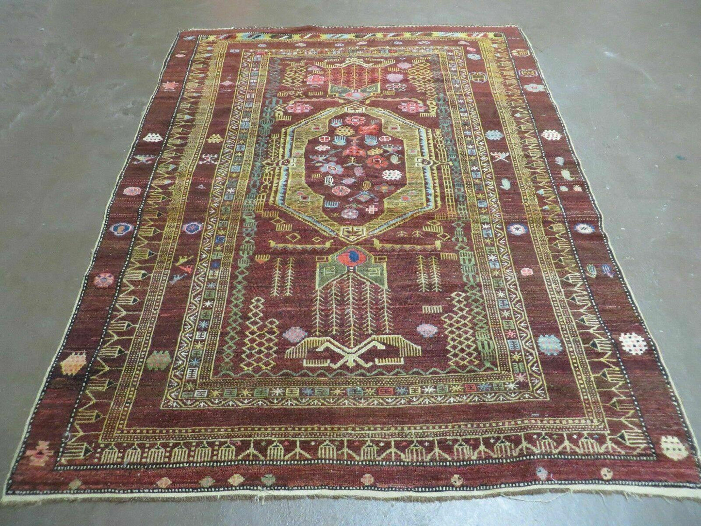 4' X 6' Antique Handmade Caucasian Shirvan Russian Armenian Wool Rug Colorful - Nuvé